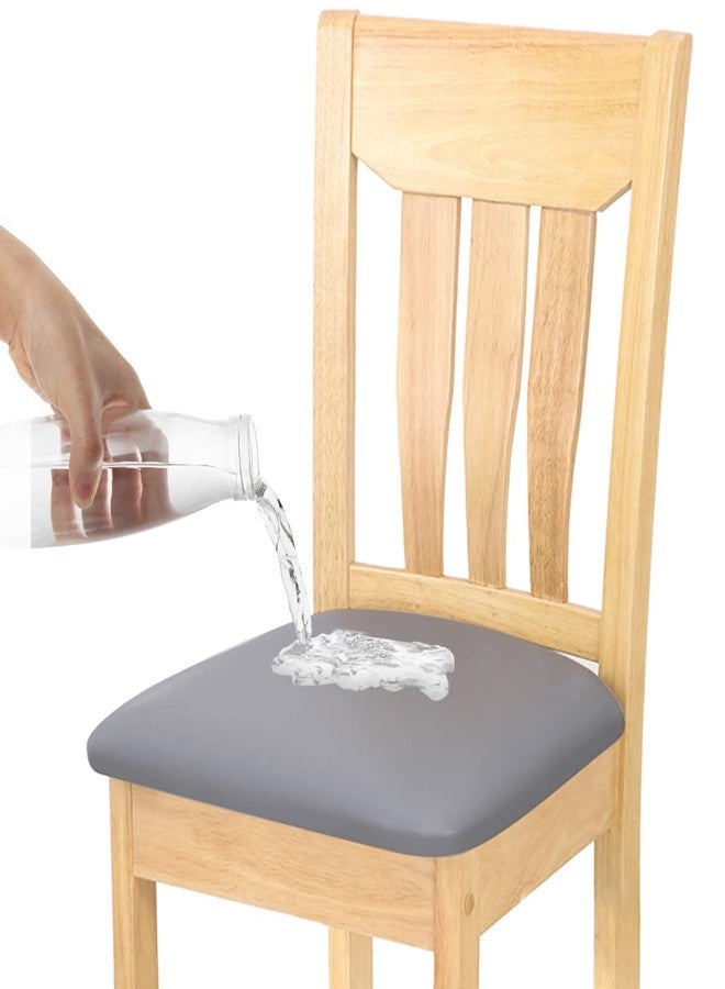 SONNACH Waterproof Chair Seat Cover for Dining Room Chairs Removable Washable Upholstered Chair Seat Protectors Water Resistant Decorative Chair Cushion Slipcovers (Grey, 4) - Image 1